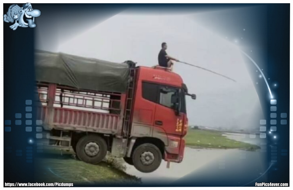 LKW Angler - immer schön nah am Fisch b sein.. Das hat der Fahrer auf jeden Fall berücksichtigt.