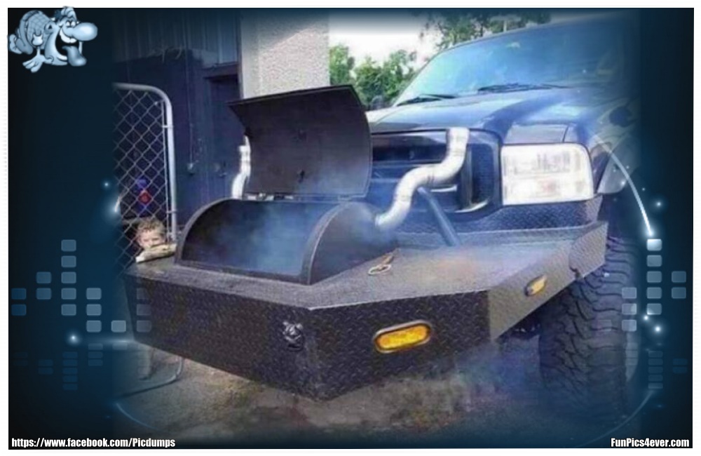 Auto Smoker - auch eine nette Idee, sich vorne an den Wagen einen Smoker zu hängen.