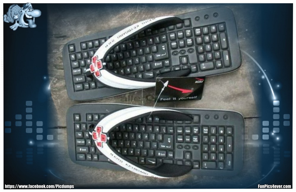 Tastatur Schuhe - wenn du mal wieder eine Tastatur zu viel zu Hause hast, dann bastle dir doch Badelatschen daraus.
