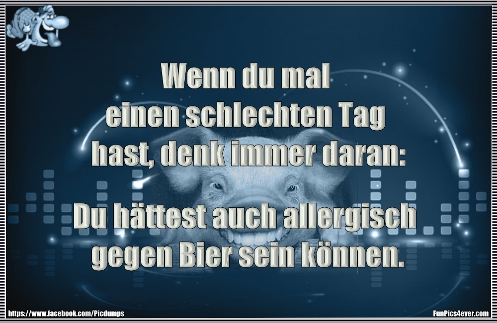 Wenn du mal einen schlechten Tag hast, denk immer daran: Du h&auml;ttest auch allergisch gegen Bier sein k&ouml;nnen.