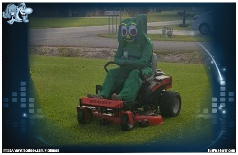 Fasching auf dem Rasenmäher