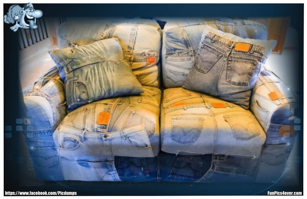 Jeans Sofa - da haben die alten abgetragenen Hosen noch einen Sinn ergeben. Klasse Idee.