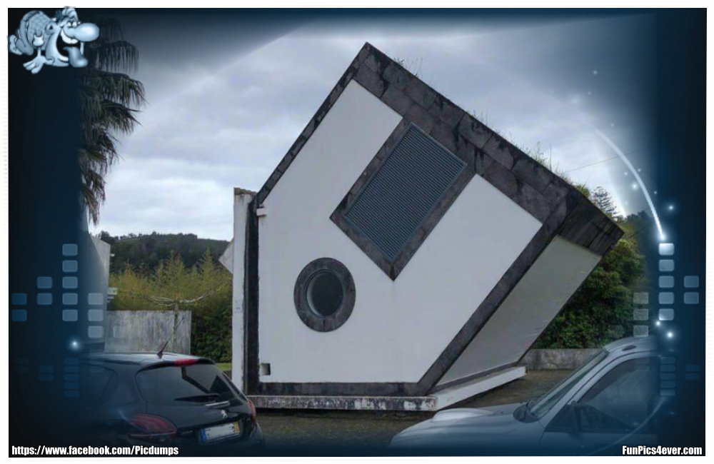 Ein Haus auf dem Kopf sieht man auch nicht jeden Tag. Wer kommt denn auf so eine Idee?