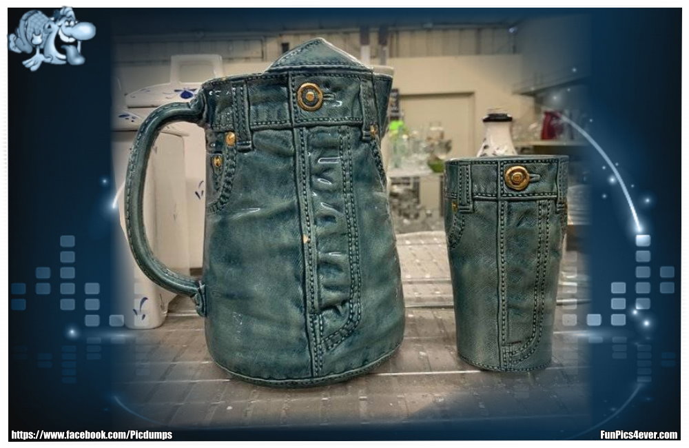 Jeans Geschirr - Was für eine tolle Idee. Hat nicht jeder seinem Haushalt.