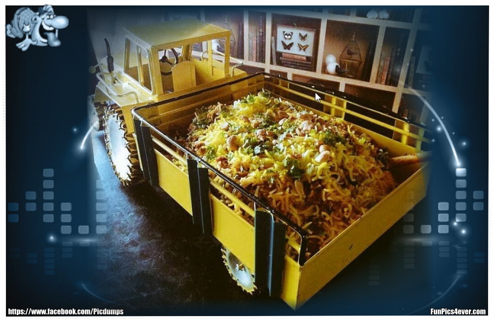 Eine tolle Idee um das Essen zu präsentieren. Ein Traktor mit Salat kommt da genau richtig.