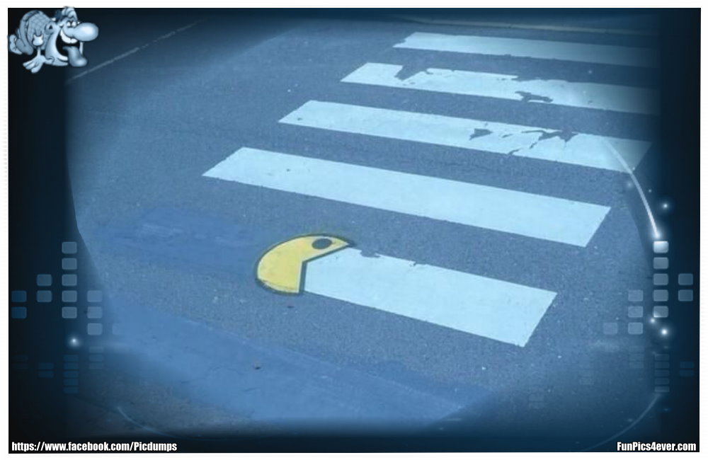 Hier frisst Pacman den Streifen auf. Eine geniale Idee.