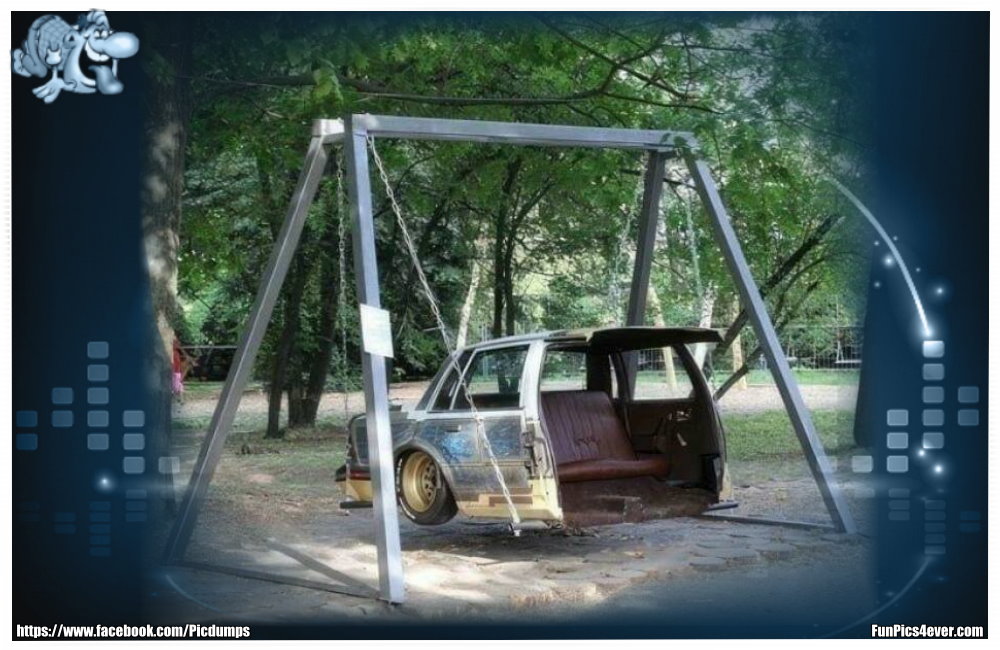 So eine tolle Schaukel Auto hat auch nicht jeder im Garten.
